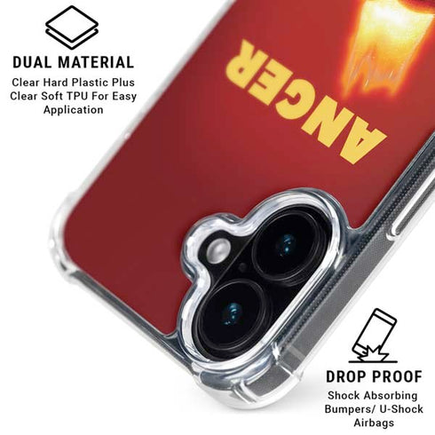 Disney Inside Out Anger Portrait iPhone 16 Plus Clear Case